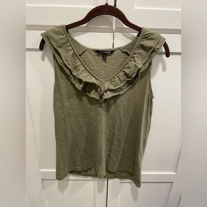 Banana Republic Olive Green Ruffle Top Womens Small